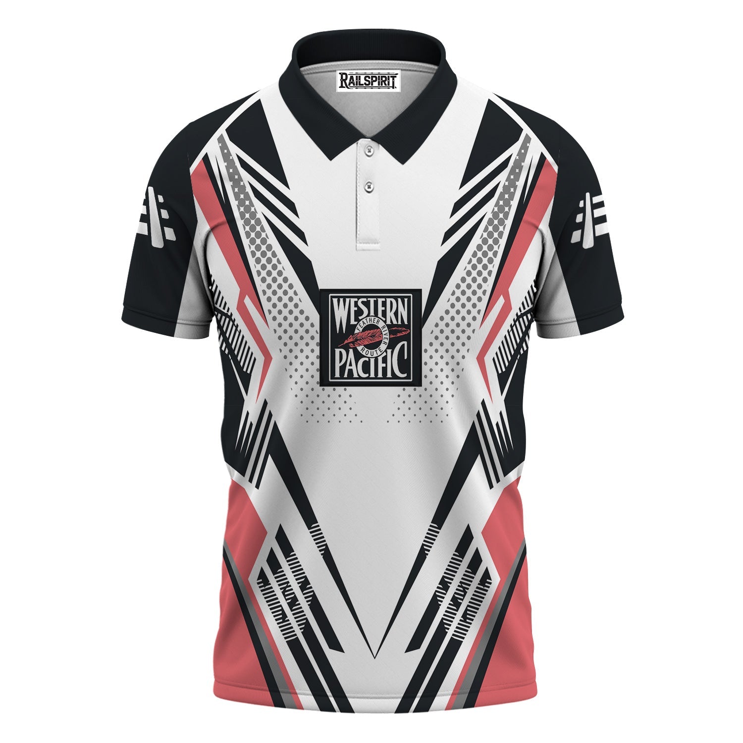 Railspirit Personalized Western Pacific Railroad Polo Shirt Railroad Tribute Design Train Shirt for Train Lovers