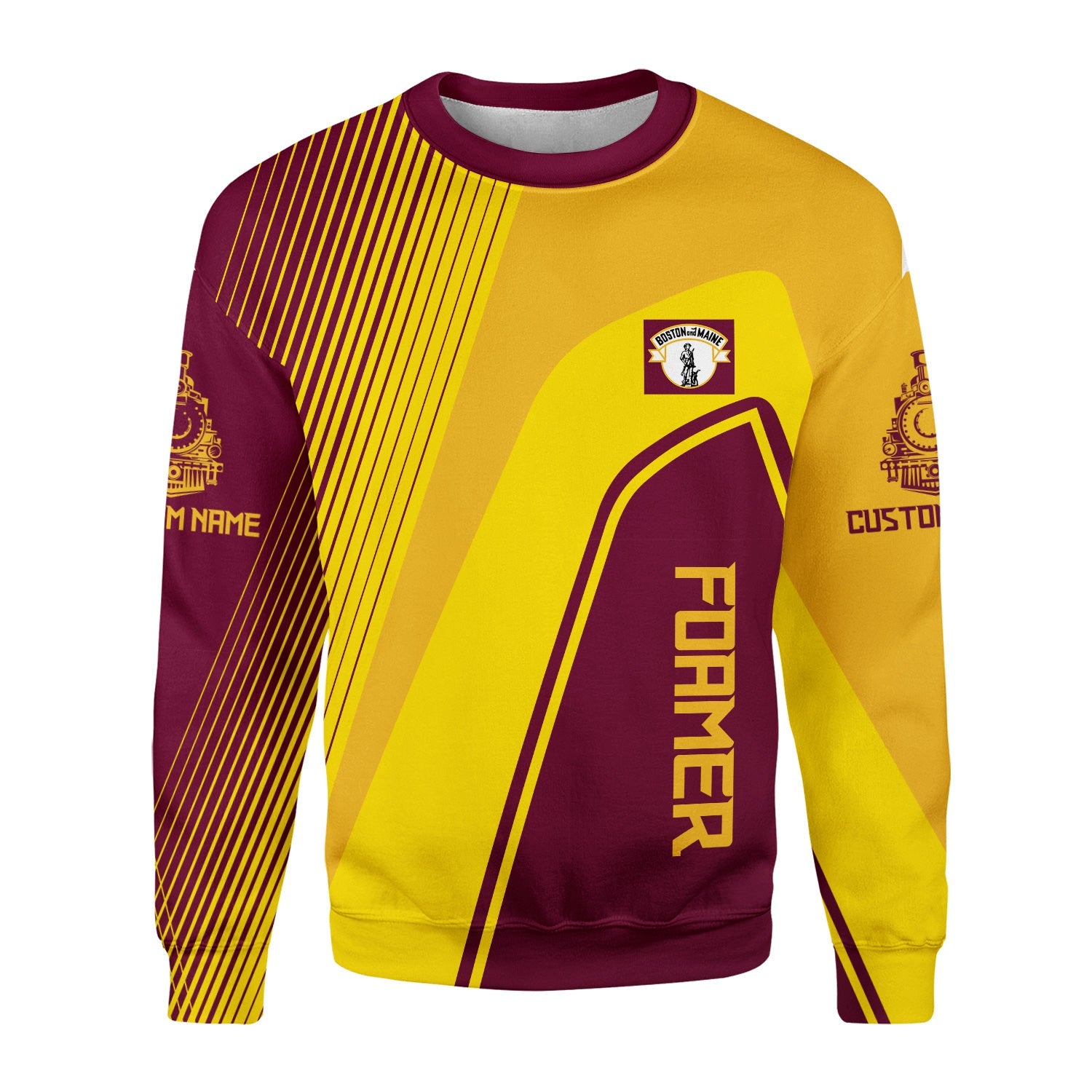 Railspirit Personalized Boston and Maine Railroad Sweatshirt Vibrant Striking Style Shirt For Rail Enthusiasts