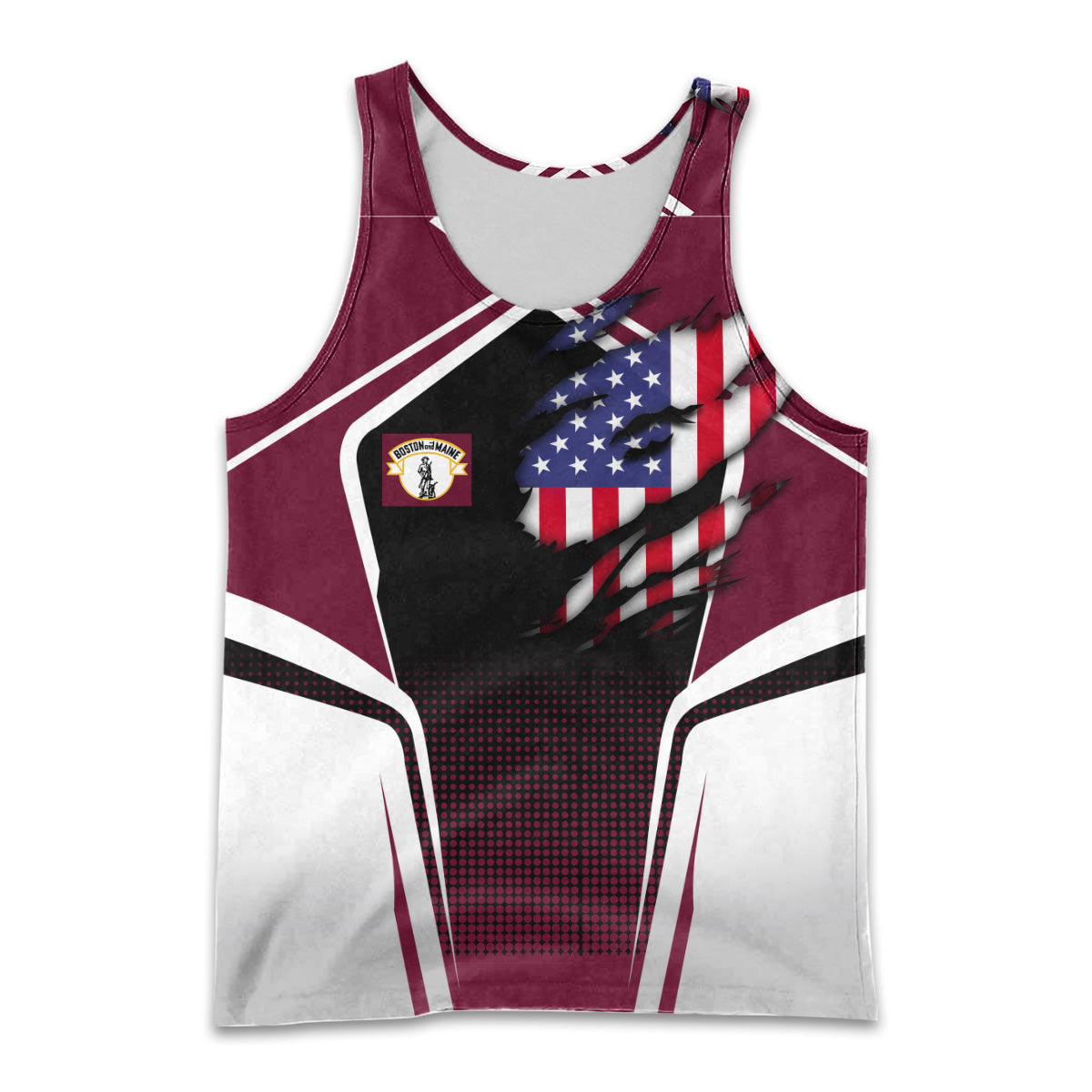 Railspirit Personalized Boston and Maine Railroad Men Tank Top American Eagle Vintage Train Shirt