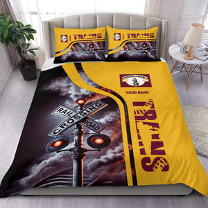Railspirit Personalized Boston and Maine Railroad Bedding Set Railroad Crossing Sign Bedding Set All Over Print