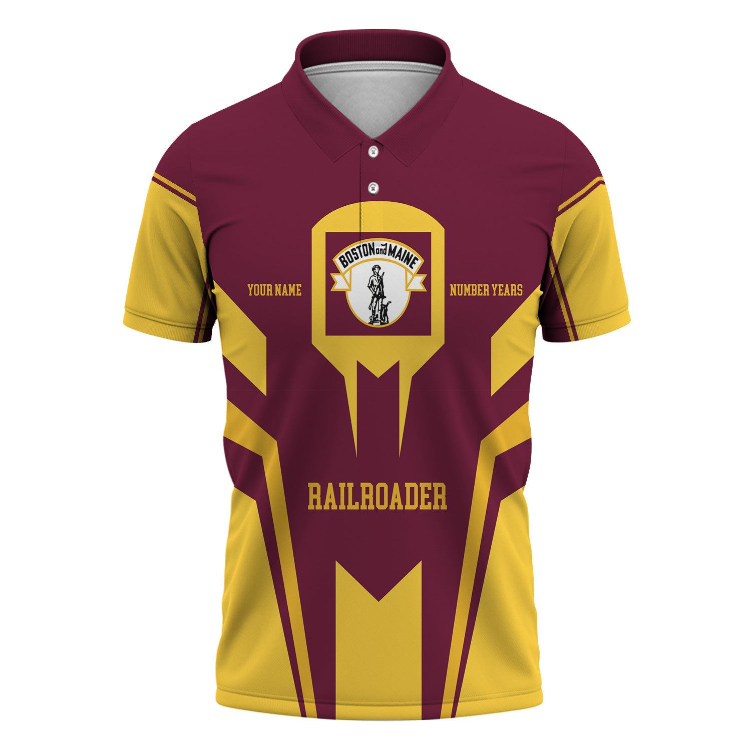 Railspirit Personalized Boston and Maine Railroad Polo Shirt Custom Year Railroader Shirt Gift Idea For Train Lover