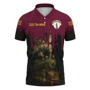 Railspirit Personalized Boston and Maine Railroad Polo Shirt Vintage Train Art Style Shirt For Locomotive Fans