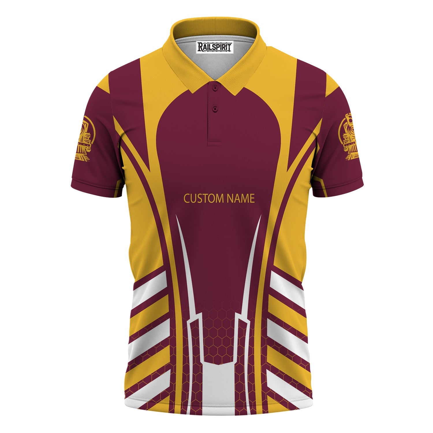 Railspirit Personalized Boston and Maine Railroad Polo Shirt Striped Railroad Style Train Shirt All Over Print