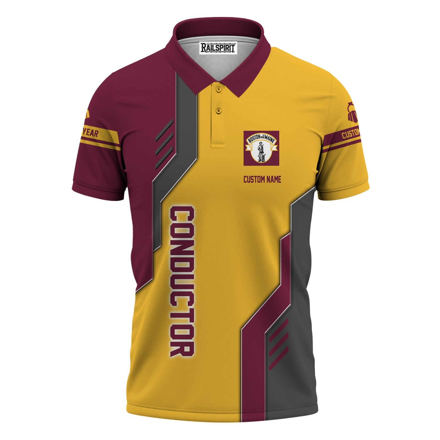 Railspirit Personalized Boston and Maine Railroad Polo Shirt Unique Railway Style with Custom Job Train Shirt
