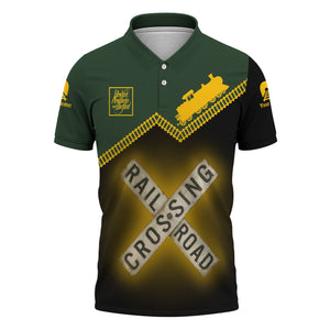 Railspirit Personalized New York, New Haven and Hartford Railroad Polo Shirt Railroad Crossing Printed Train Track Shirt