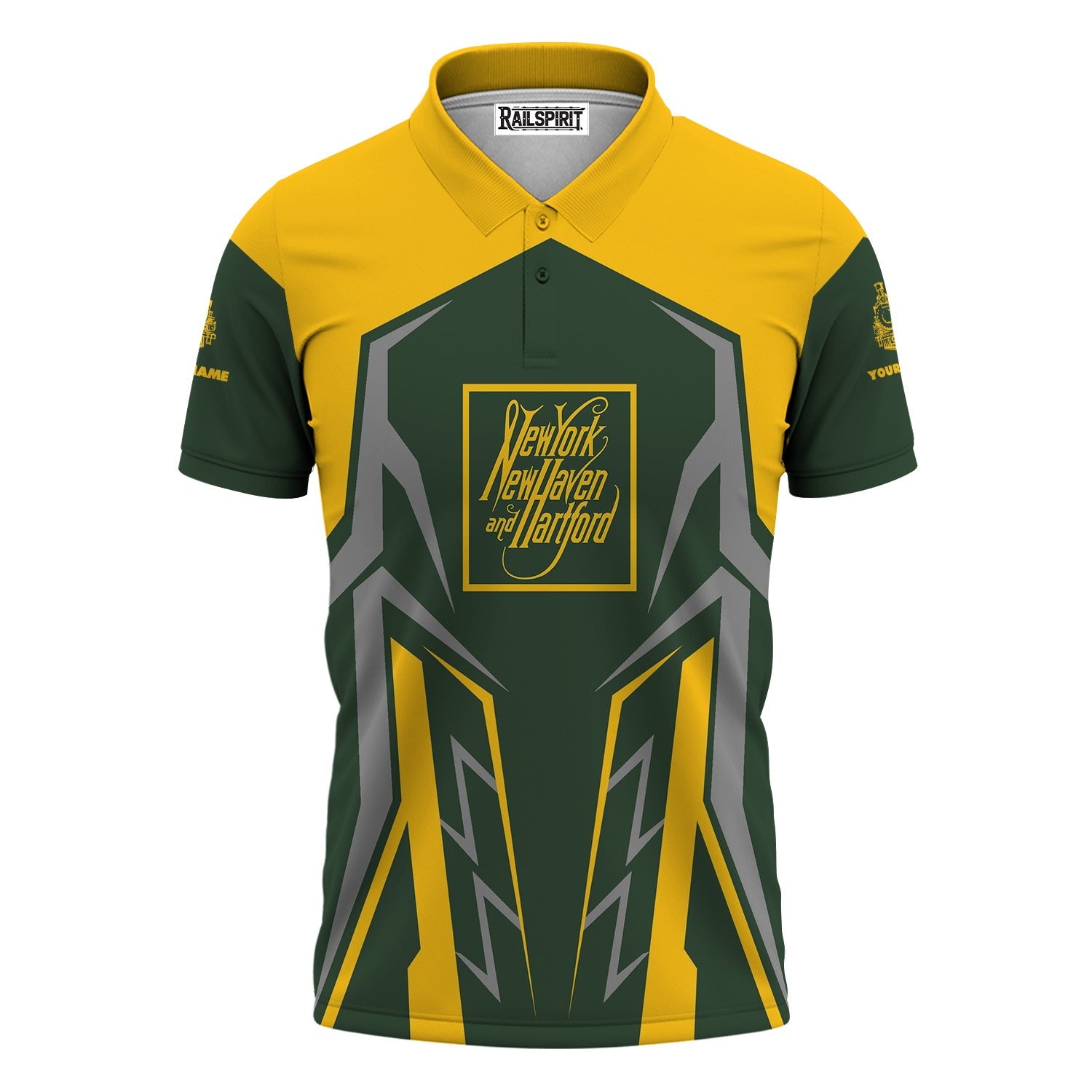 Railspirit Personalized New York, New Haven and Hartford Railroad Polo Shirt Futuristic Design with Custom Job New Haven Railroad Train Shirt