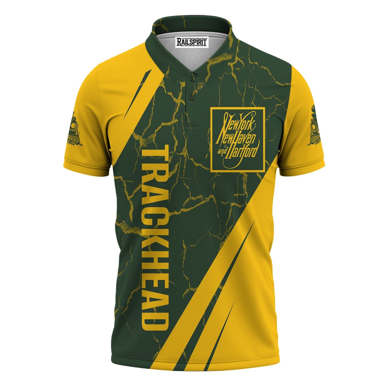 Railspirit Personalized New York, New Haven and Hartford Railroad Polo Shirt Crackle Texture Style New Haven Railroad Train Shirt For Trackhead