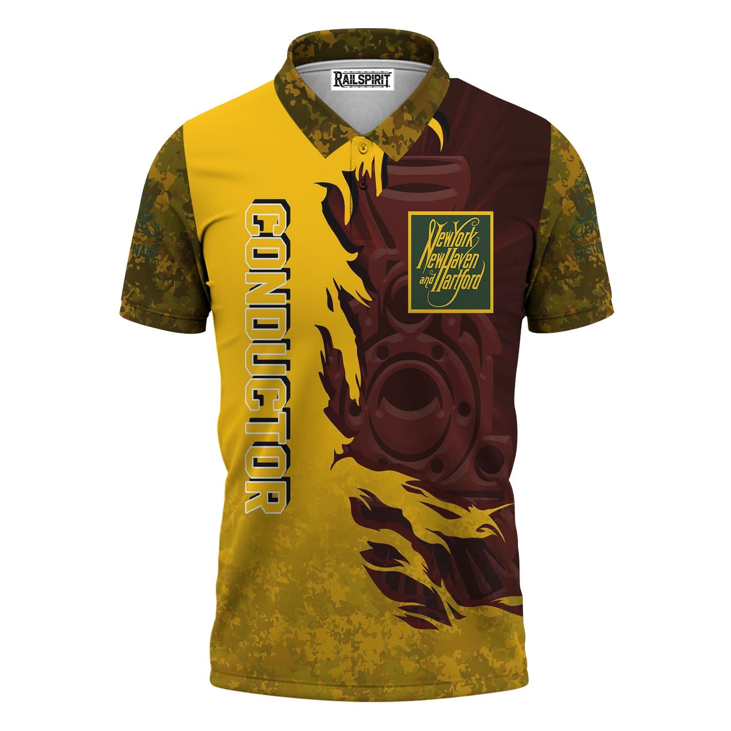 Railspirit Personalized New York, New Haven and Hartford Railroad Polo Shirt Blazing Style with Custom Position New Haven Railroad Train Shirt