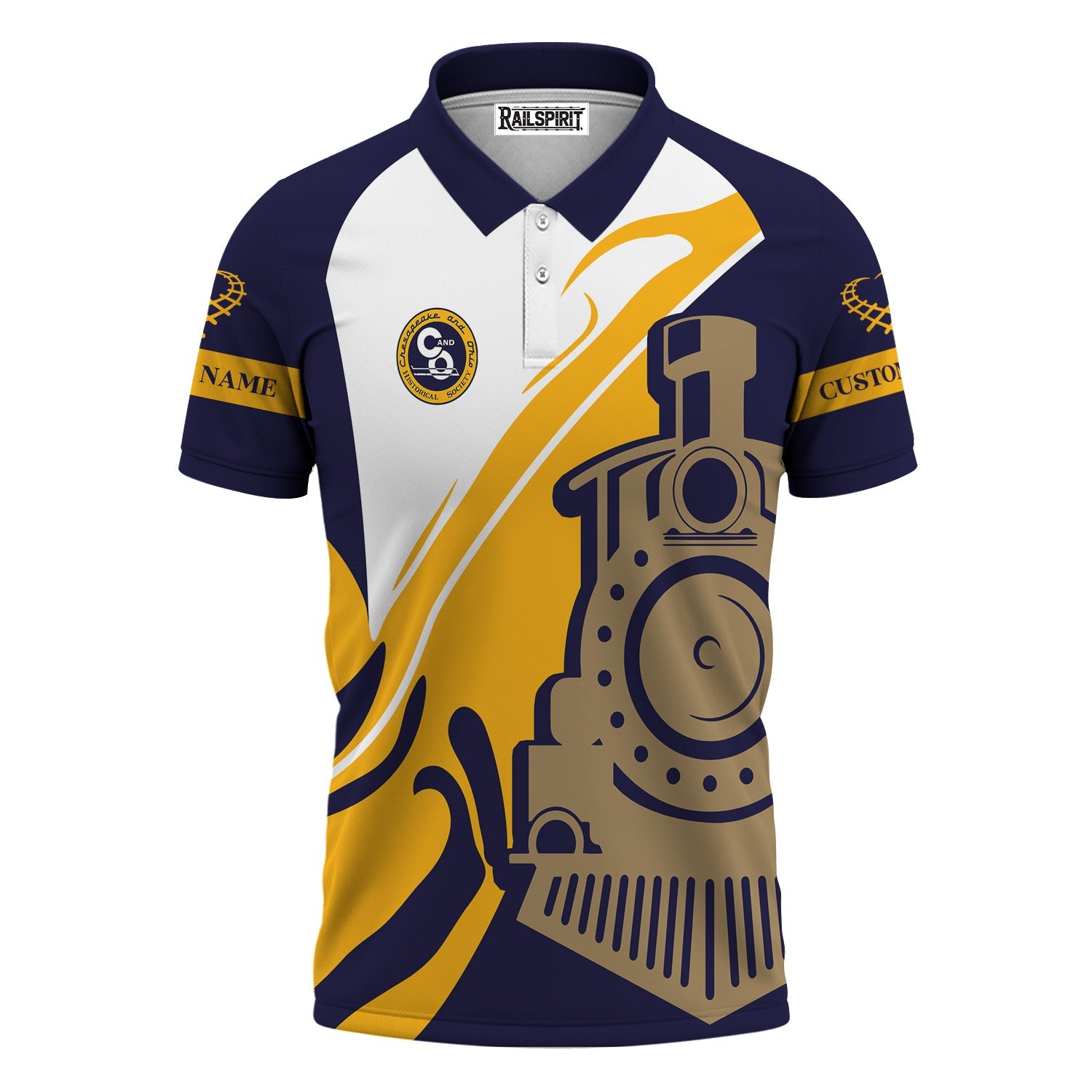 Railspirit Personalized Chesapeake and Ohio Railway Polo Shirt Flame-Inspired Style C&O Shirt Gift Idea For Train Lovers