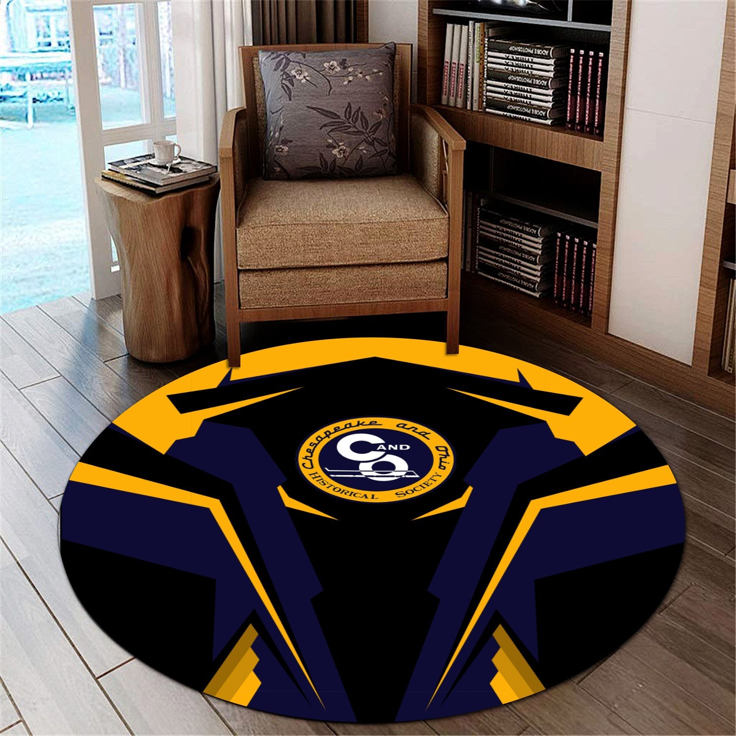 Railspirit Chesapeake and Ohio Railway Round Mat Strong Line Style C&O Mat All Over Print