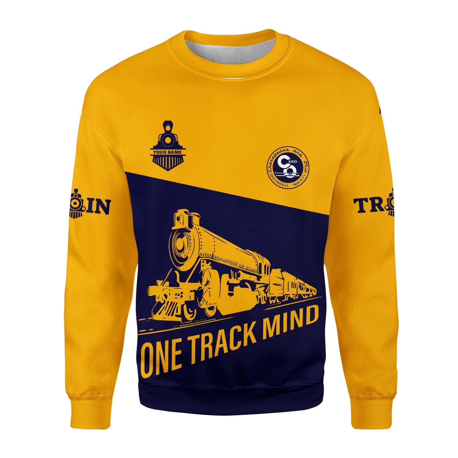 Railspirit Personalized Chesapeake and Ohio Railway Sweatshirt One Track Mind C&O Train Sweater Gift Idea For Train Lover