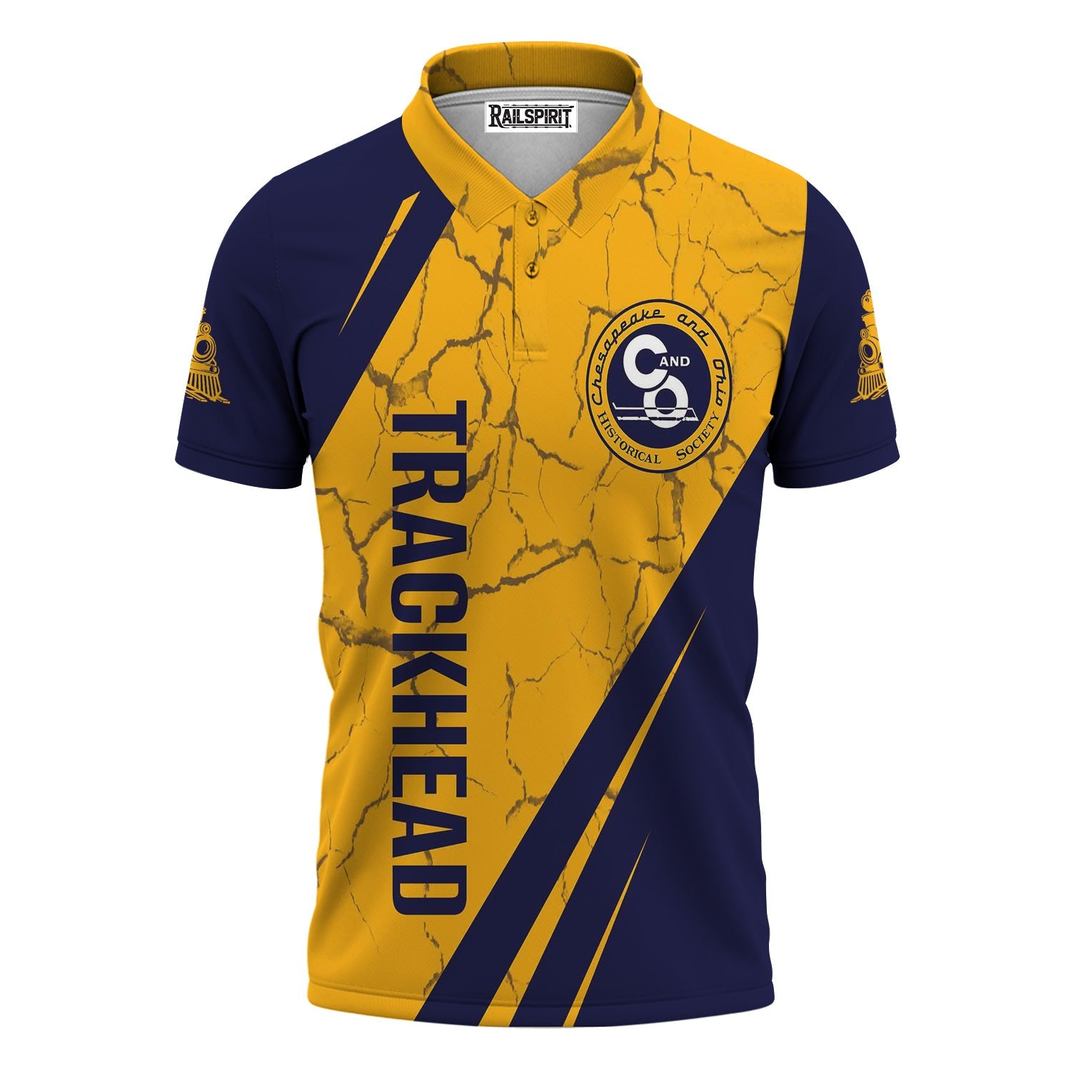 Railspirit Personalized Chesapeake and Ohio Railway Polo Shirt Crackle Texture Style C&O Train Shirt For Trackhead
