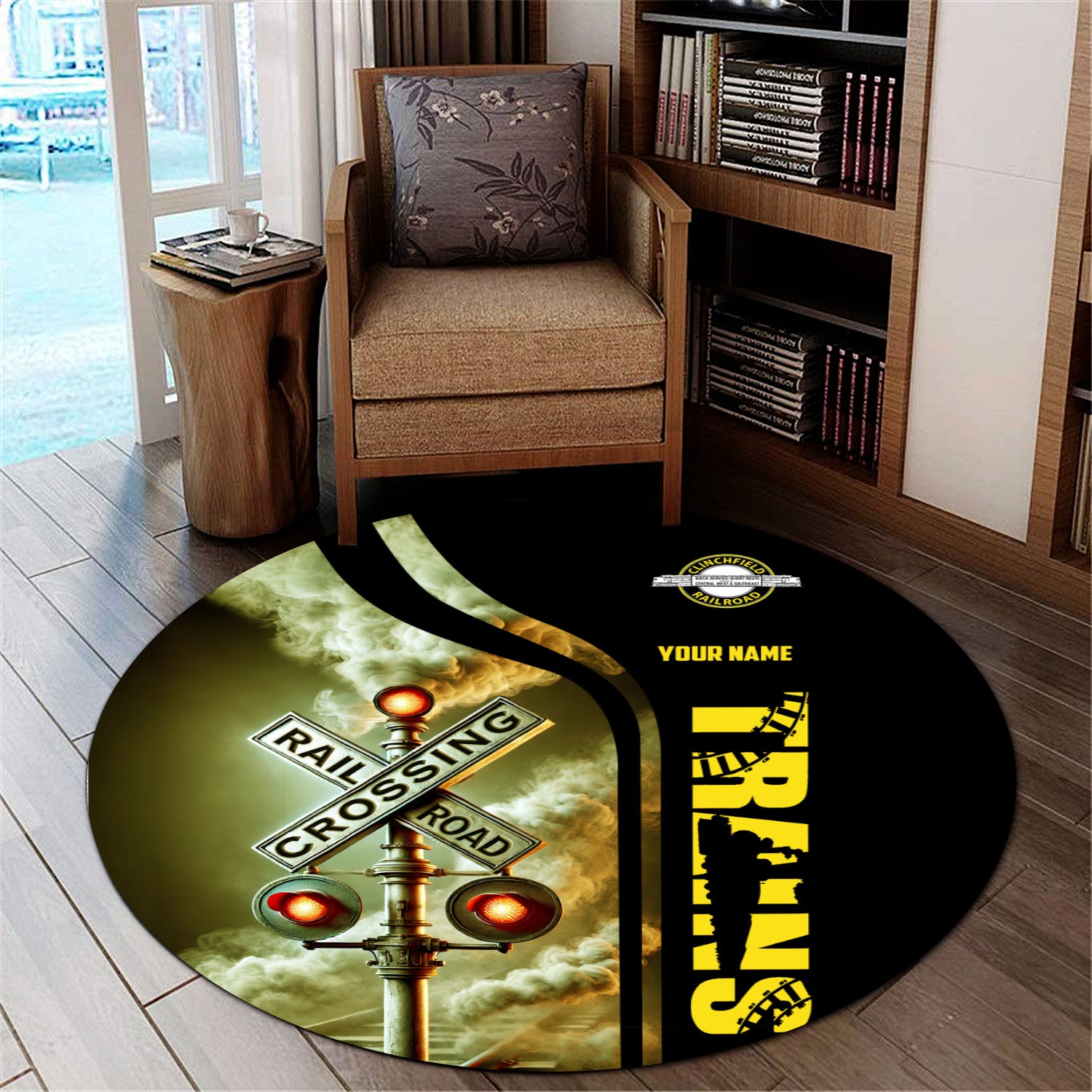 Railspirit Personalized Clinchfield Railroad Round Mat Railroad Crossi ...