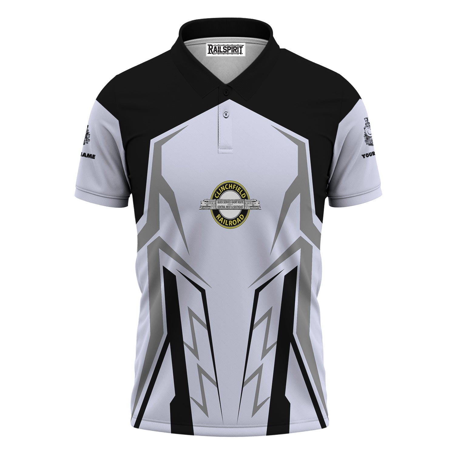 Railspirit Personalized Clinchfield Railroad Polo Shirt Futuristic Design with Custom Job Train Shirt