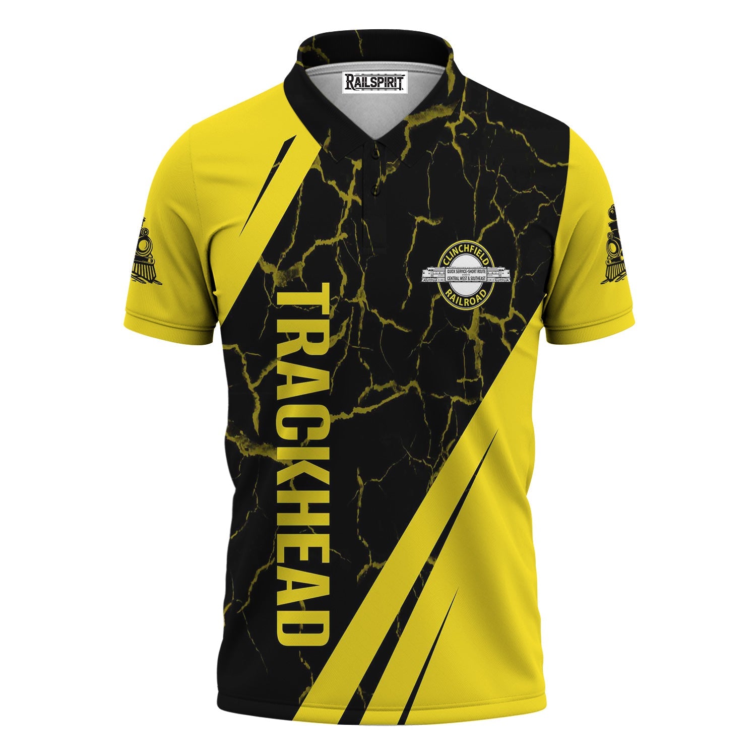 Railspirit Personalized Clinchfield Railroad Polo Shirt Crackle Texture Style Train Shirt For Trackhead
