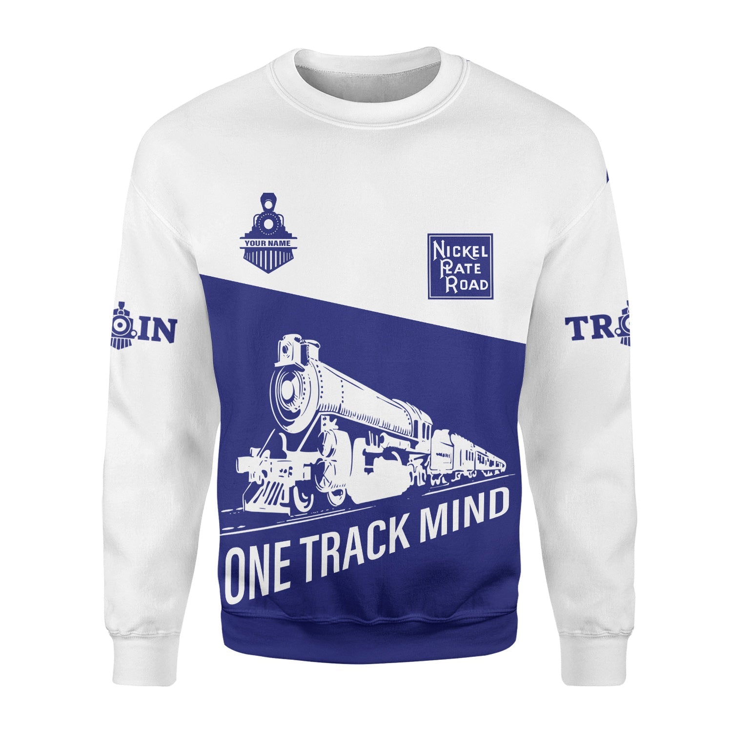 Railspirit Personalized New York, Chicago and St. Louis Railroad Sweatshirt One Track Mind Nickel Plate Road Train Sweater Gift Idea For Train Lover