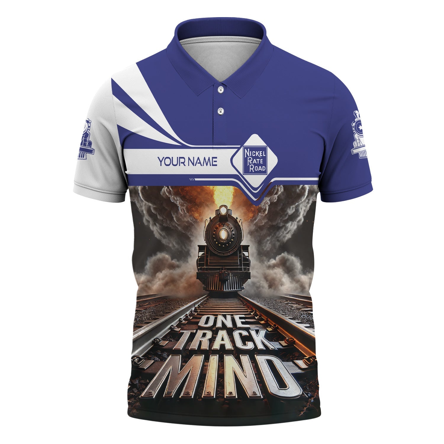 Railspirit Personalized New York, Chicago and St. Louis Railroad Polo Shirt One Track Mind Nickel Plate Road Train Printed Shirt