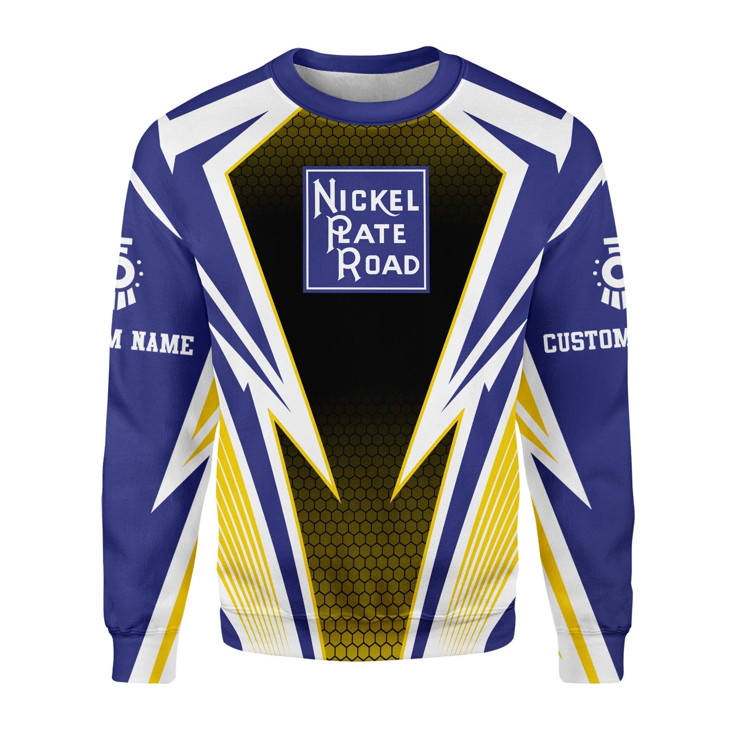 Railspirit Personalized New York, Chicago and St. Louis Railroad Sweatshirt Lightning Graphic Style Nickel Plate Road Shirt