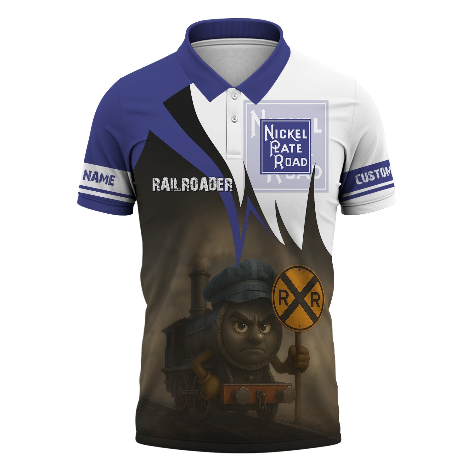 Railspirit Personalized New York, Chicago and St. Louis Railroad Polo Shirt Angry Train Nickel Plate Road Polo Shirt Gift Idea For Train Lover