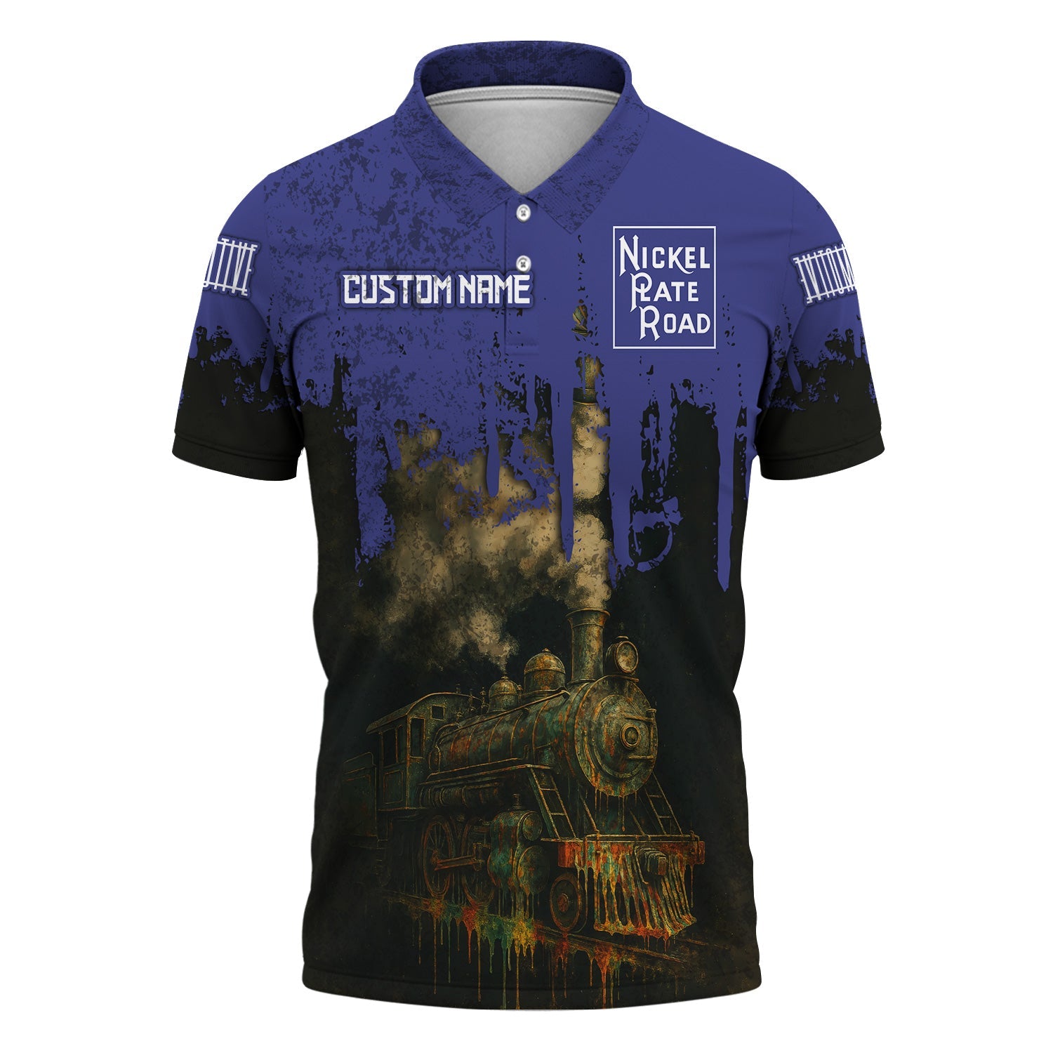 Railspirit Personalized New York, Chicago and St. Louis Railroad Polo Shirt Vintage Train Art Style Nickel Plate Road Shirt For Locomotive Fans