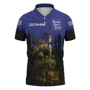 Railspirit Personalized New York, Chicago and St. Louis Railroad Polo Shirt Vintage Train Art Style Nickel Plate Road Shirt For Locomotive Fans