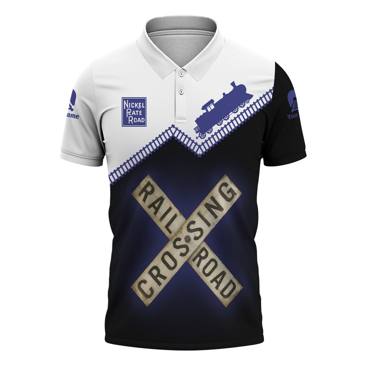 Railspirit Personalized New York, Chicago and St. Louis Railroad Polo Shirt Railroad Crossing Printed Train Track Shirt