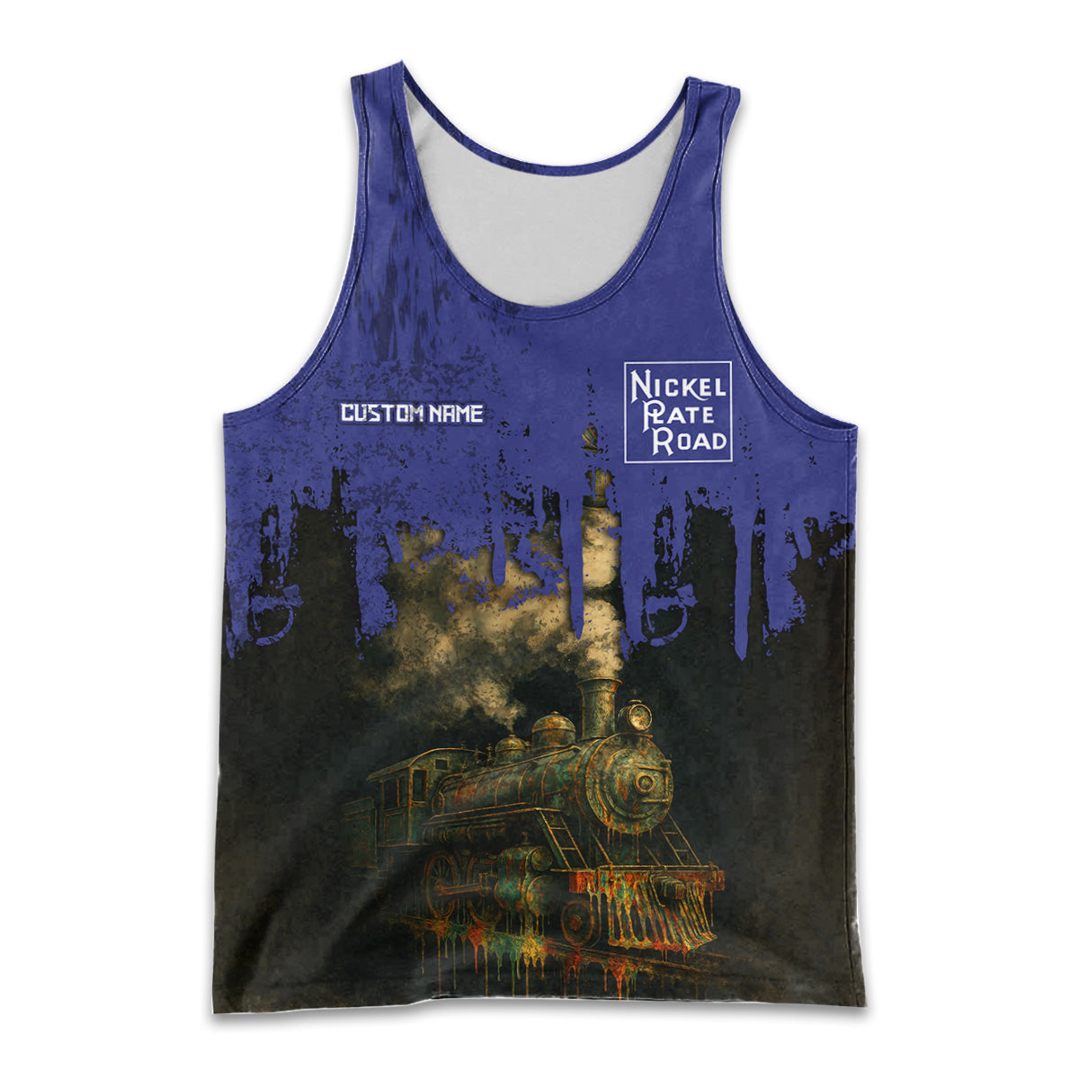 Railspirit Personalized New York, Chicago and St. Louis Railroad Men Tank Top Vintage Train Art Style Nickel Plate Road Shirt For Locomotive Fans