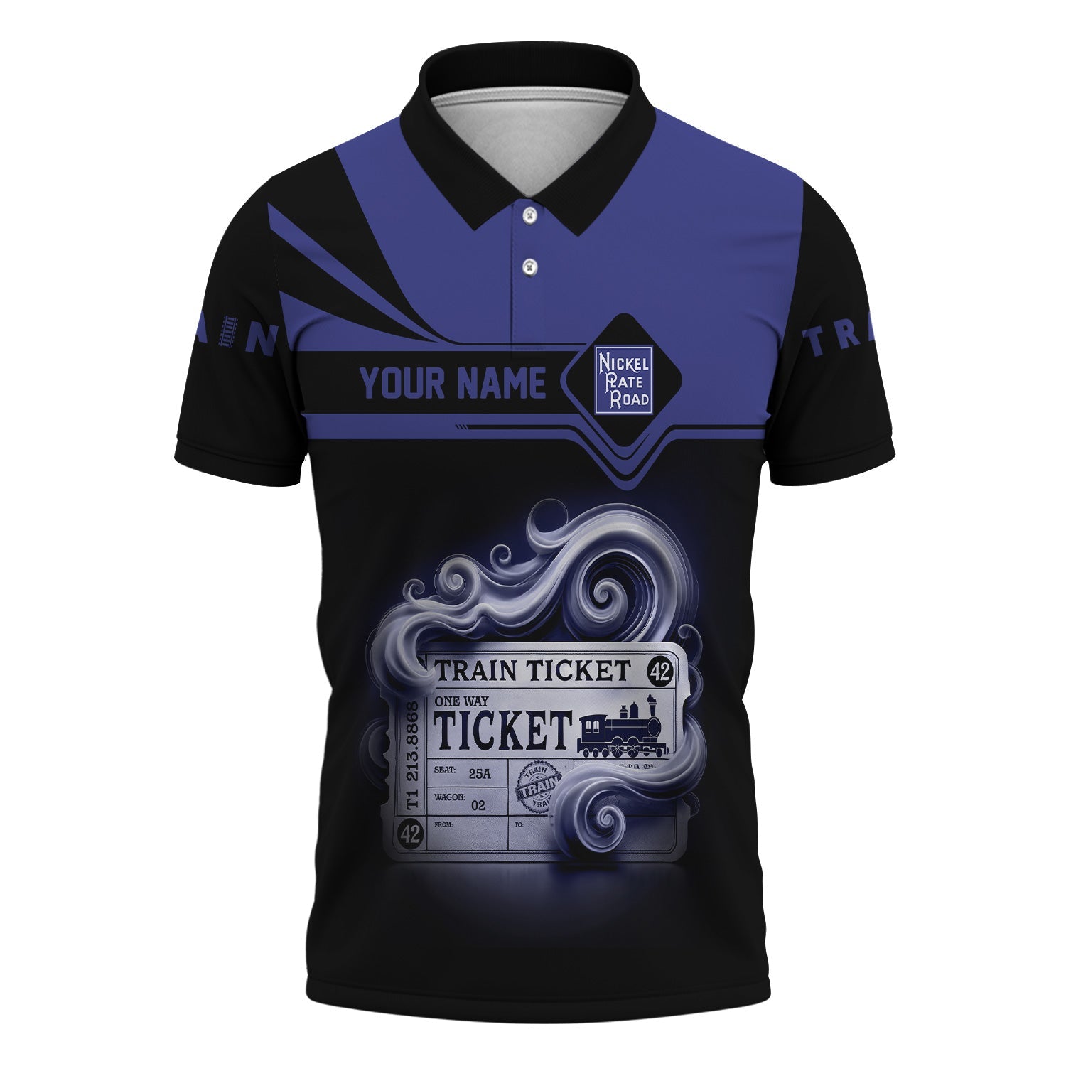 Railspirit Custom Name New York, Chicago and St. Louis Railroad Polo Shirt American Train Ticket Nickel Plate Road Printed Shirt