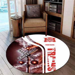 Railspirit Personalized Chicago, Rock Island and Pacific Railroad Round Mat Railroad Crossing Sign Rock Island Railroad Mat All Over Print