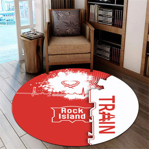 Railspirit Chicago, Rock Island and Pacific Railroad Round Mat Engine Heartbeat and Track Love Style Rock Island Railroad Mat Gift For Train Lovers
