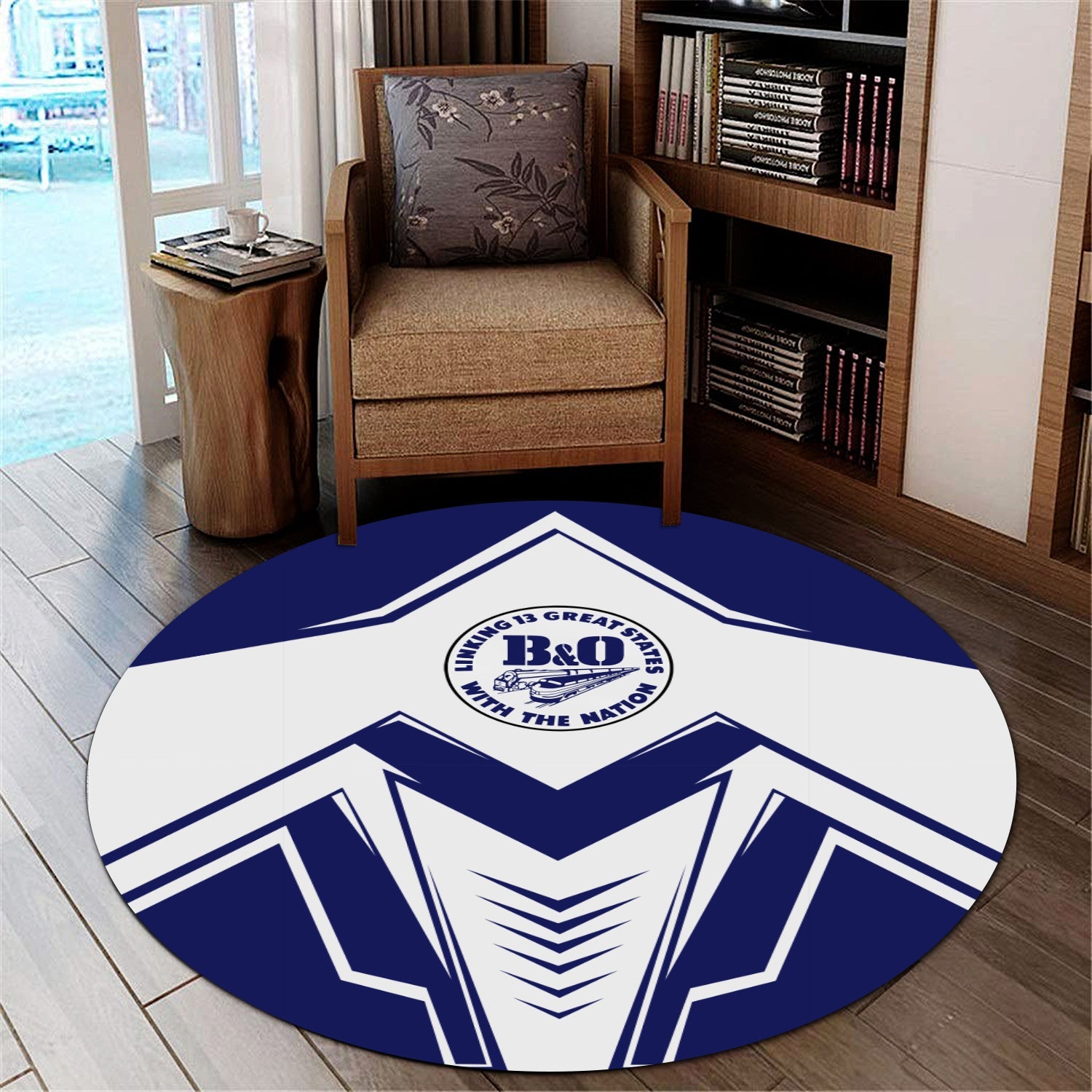 Railspirit B&O Great States Railroad Round Mat Railway Trainspotter Style Mat Gift Idea For Foamers