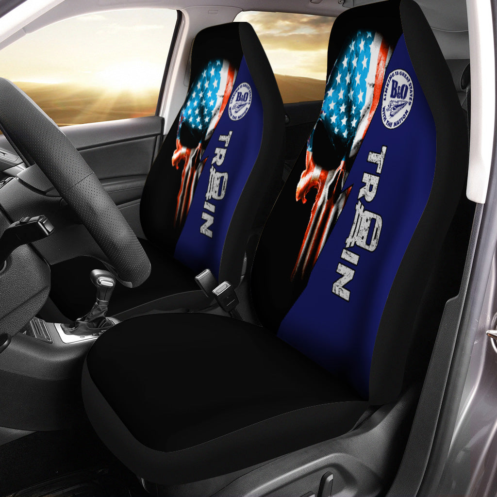 Railspirit B&O Great States Railroad Car Seat Cover Train Skull American Flag Style Seat Cover