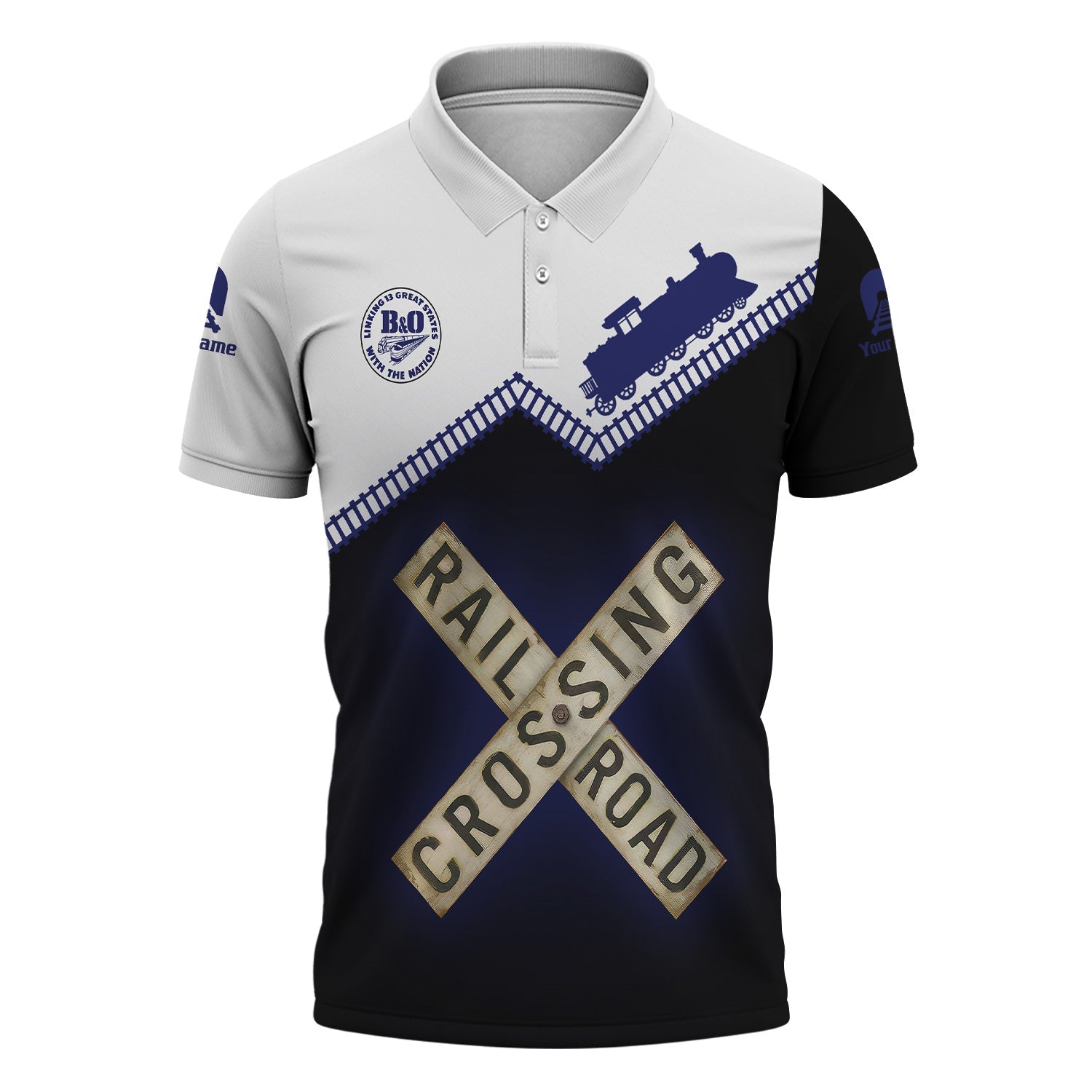 Railspirit Personalized B&O Great States Railroad Polo Shirt Railroad Crossing Printed Train Track Shirt