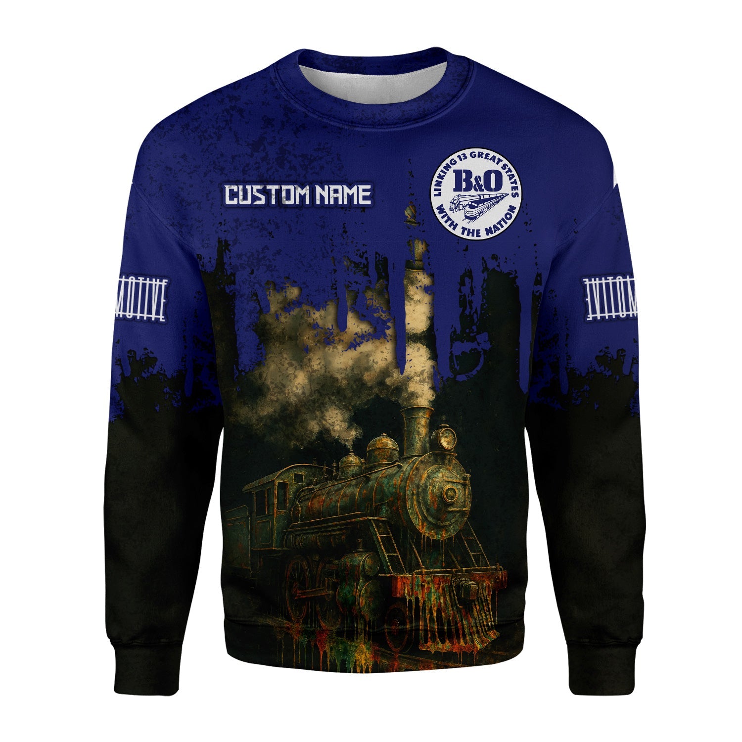 Railspirit Personalized B&O Great States Railroad Sweatshirt Vintage Train Art Style Shirt For Locomotive Fans