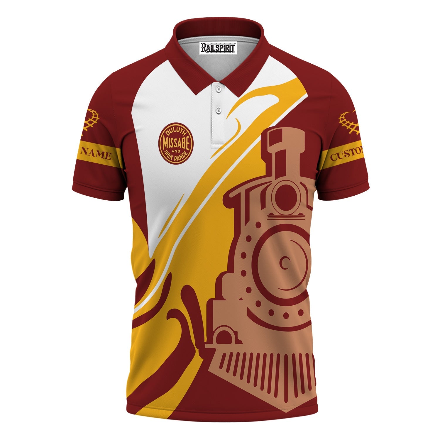 Railspirit Personalized Duluth, Missabe, & Iron Range Railroad Polo Shirt Flame-Inspired Style Shirt Gift Idea For Train Lovers