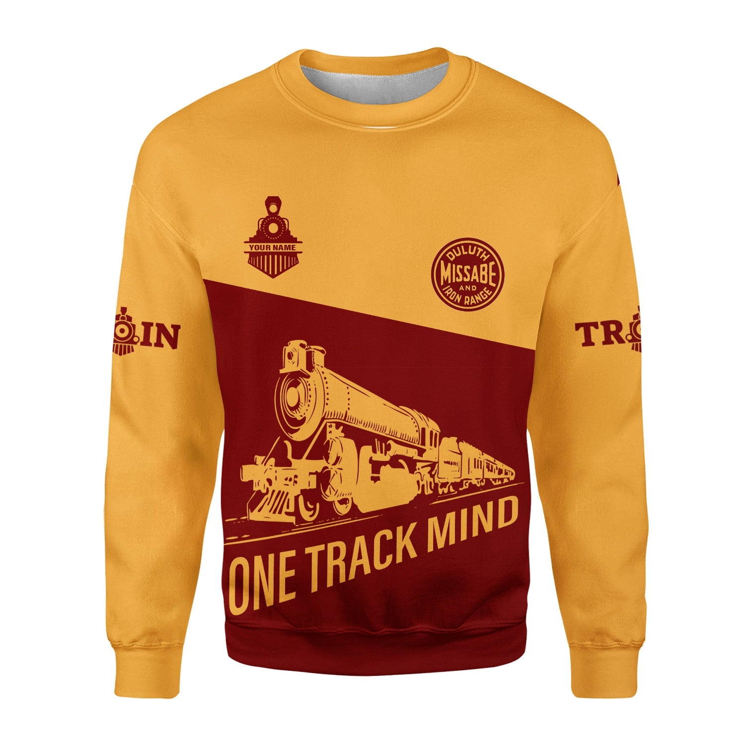Railspirit Personalized Duluth, Missabe, & Iron Range Railroad Sweatshirt One Track Mind Train Sweater Gift Idea For Train Lover
