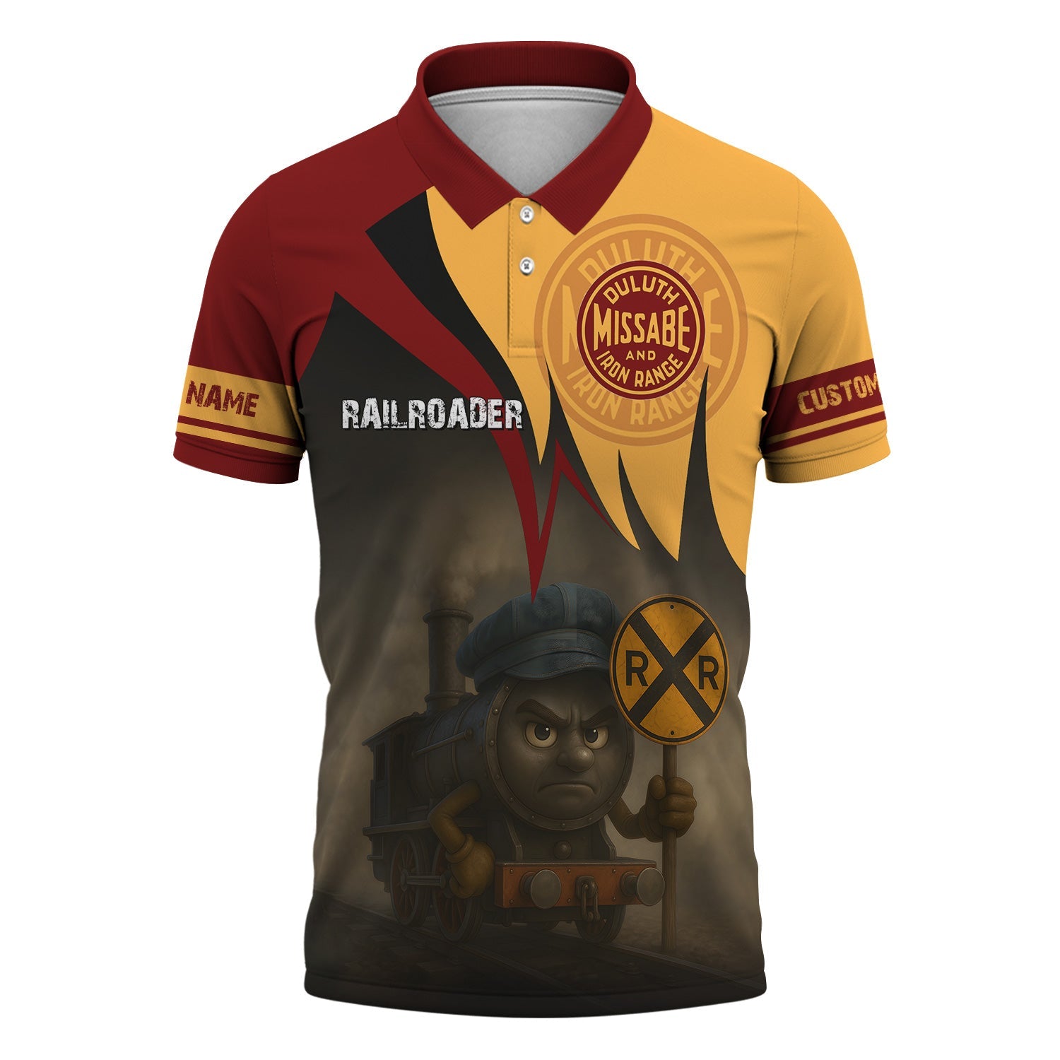 Railspirit Personalized Duluth, Missabe, & Iron Range Railroad Polo Shirt Angry Train Polo Shirt Gift Idea For Train Lover