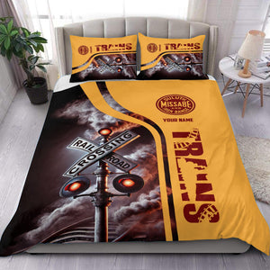 Railspirit Personalized Duluth, Missabe, & Iron Range Railroad Bedding Set Railroad Crossing Sign Bedding Set All Over Print
