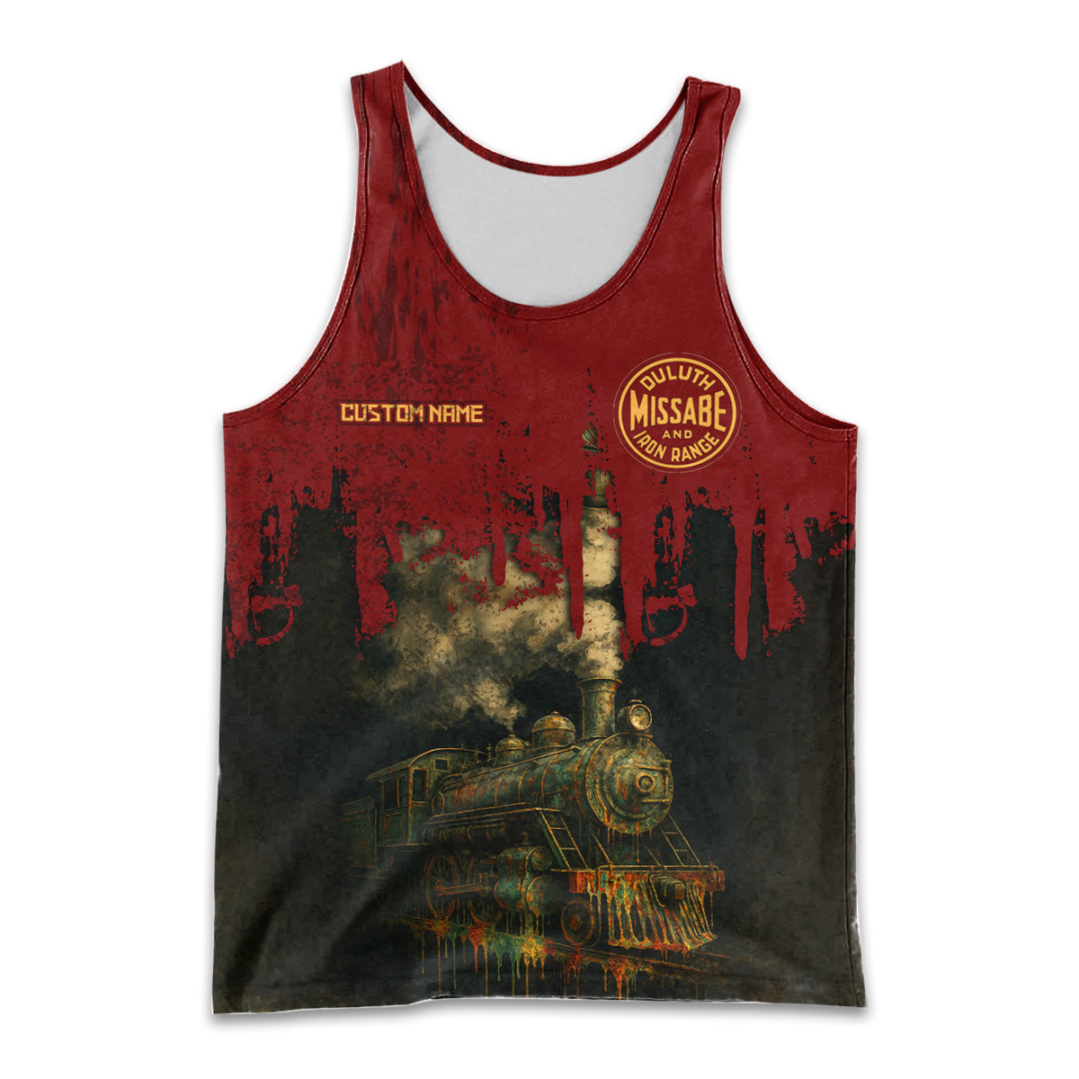 Railspirit Personalized Duluth, Missabe, & Iron Range Railroad Men Tank Top Vintage Train Art Style Shirt For Locomotive Fans