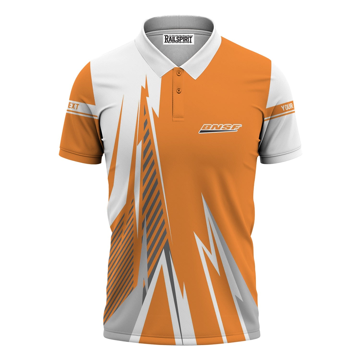 Railspirit Personalized BNSF Railway Polo Shirt Lightning-Inspired Railway Style Shirt For Train Lovers