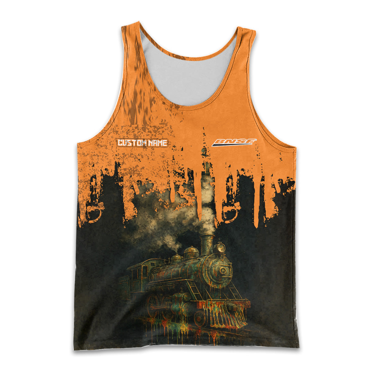 Railspirit Personalized BNSF Railway Men Tank Top Vintage Train Art Style Shirt For Locomotive Fans