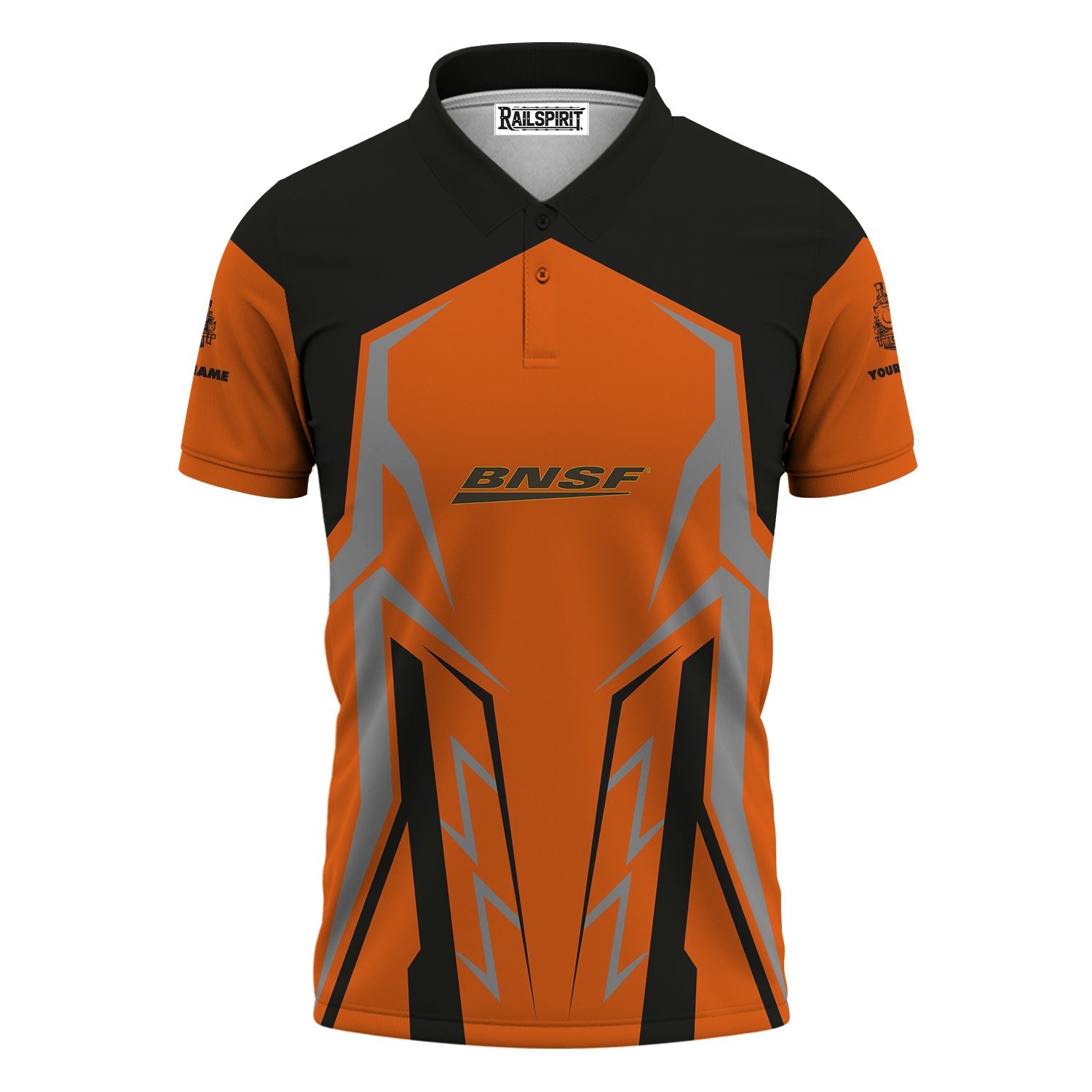 Railspirit Personalized BNSF Railway Polo Shirt Futuristic Design with Custom Job Train Shirt