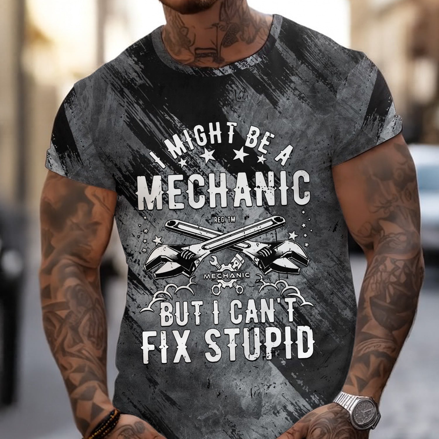 Vintage Mechanic Unisex T Shirt I Might Be A Mechanic Wrench Black Shirt All Over Print