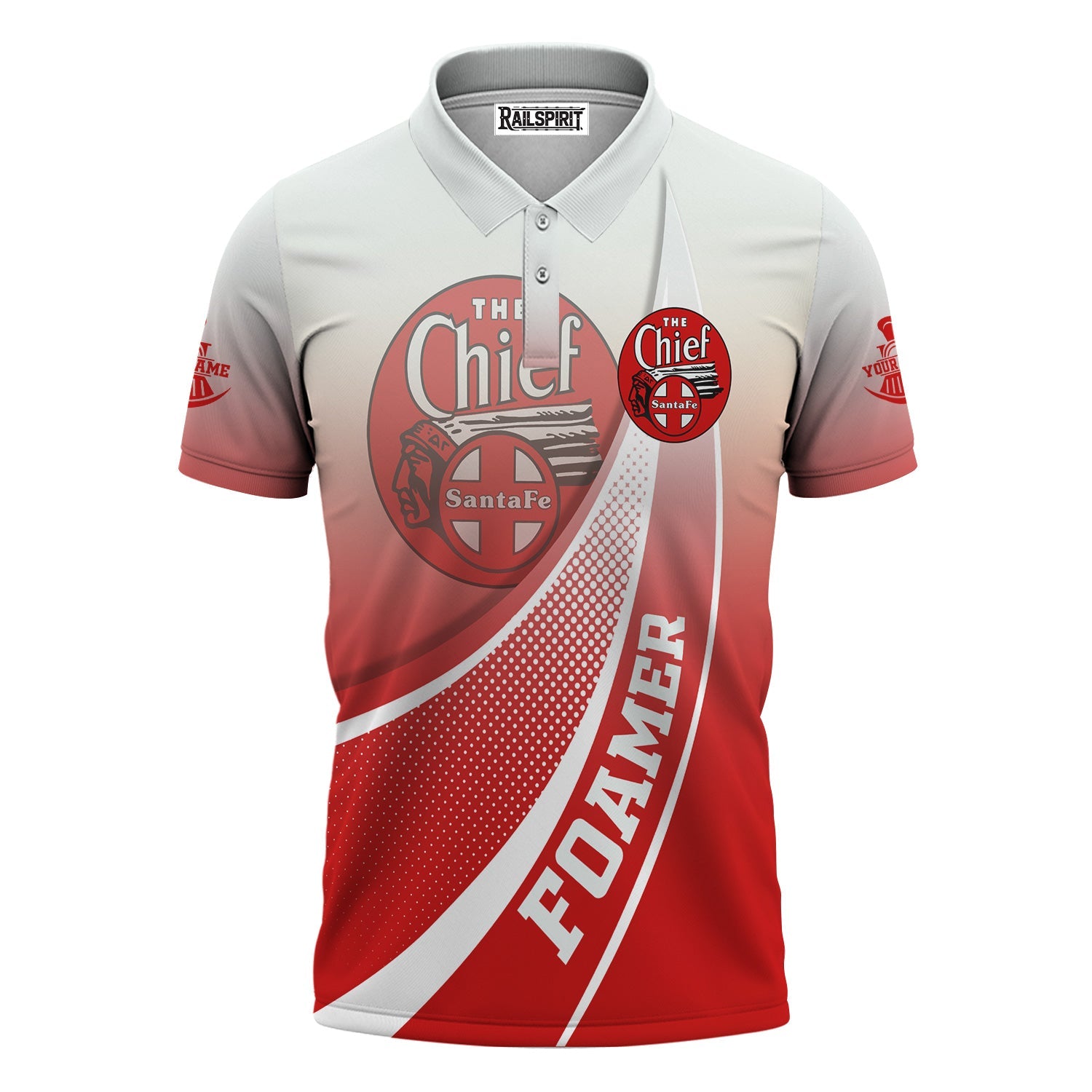 Railspirit Personalized The Chief Santa Fe Railroad Polo Shirt Railway-Themed Style Shirt Gift Idea For Trainspotter
