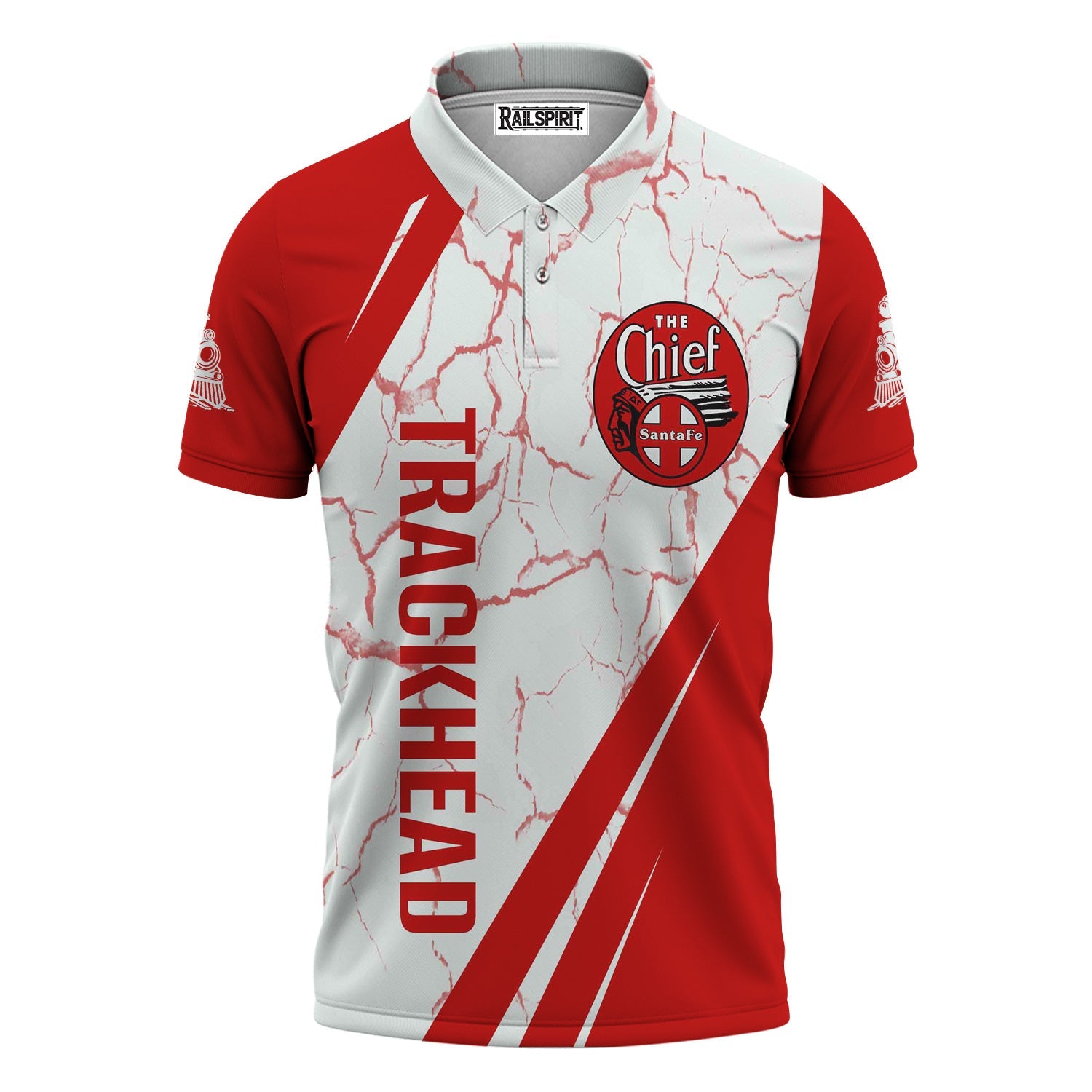 Railspirit Personalized The Chief Santa Fe Railroad Polo Shirt Crackle Texture Style Train Shirt For Trackhead