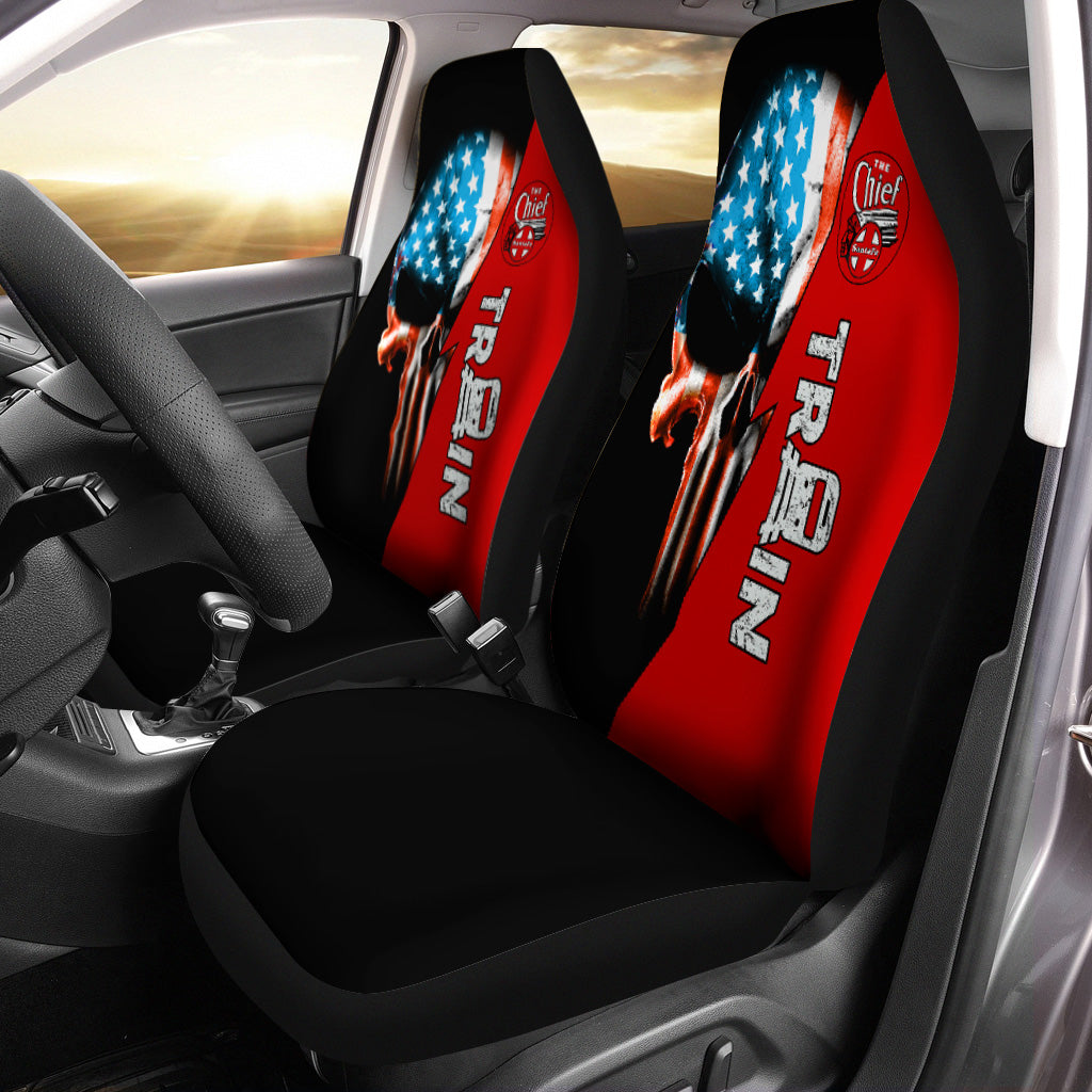 Railspirit The Chief Santa Fe Railroad Car Seat Cover Train Skull American Flag Style Seat Cover