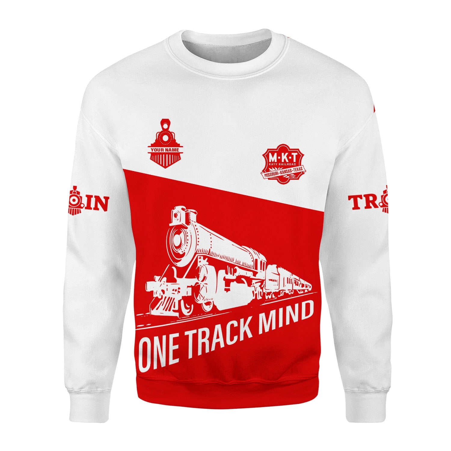Railspirit Personalized Katy Railroad Sweatshirt One Track Mind Train Sweater Gift Idea For Train Lover