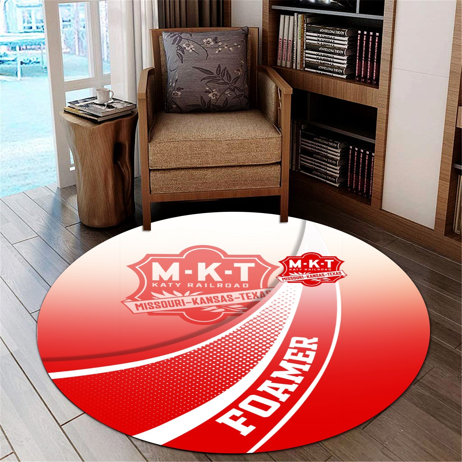 Railspirit Katy Railroad Round Mat Railway-Themed Style Mat Gift Idea For Trainspotter