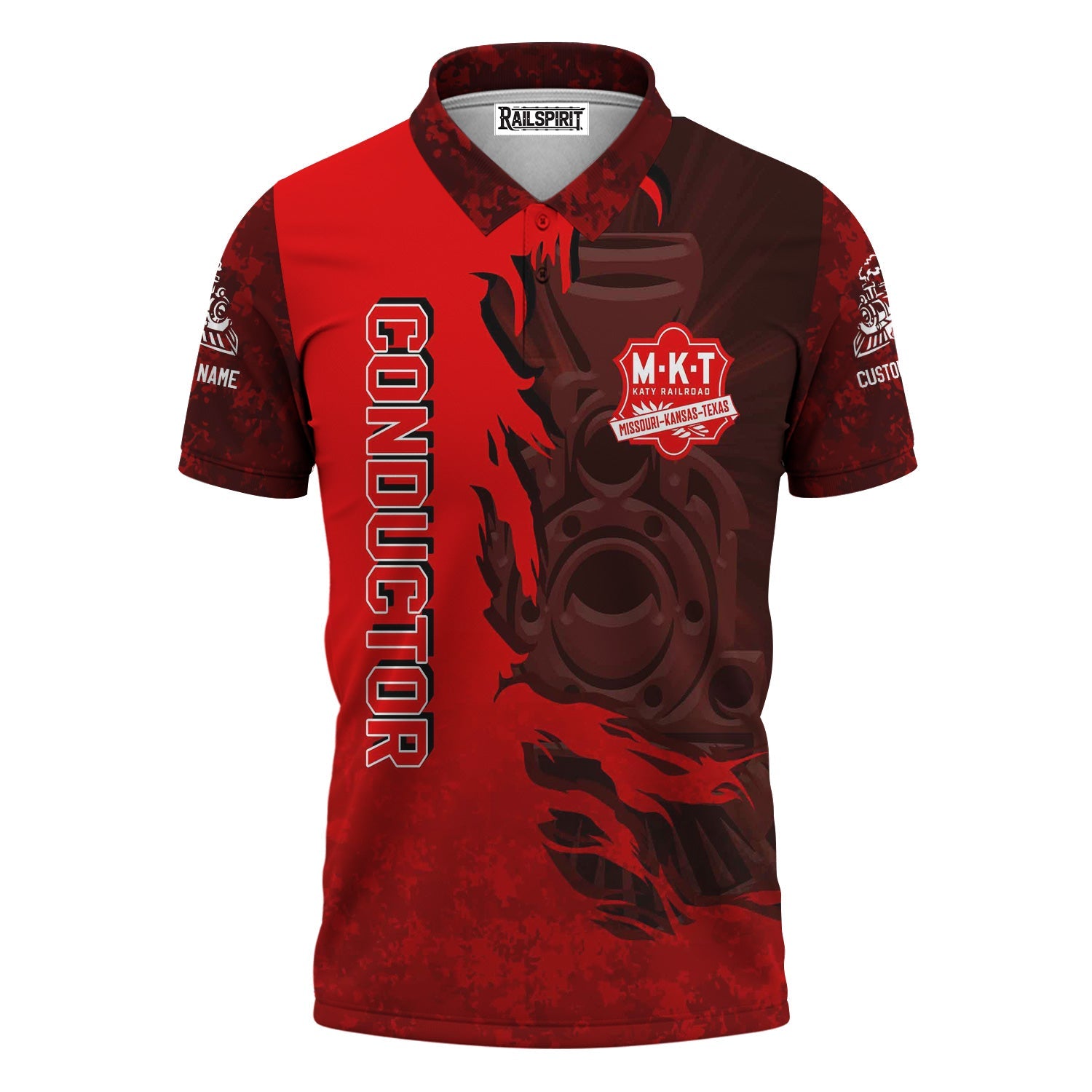Railspirit Personalized Katy Railroad Polo Shirt Blazing Style with Custom Position Train Shirt