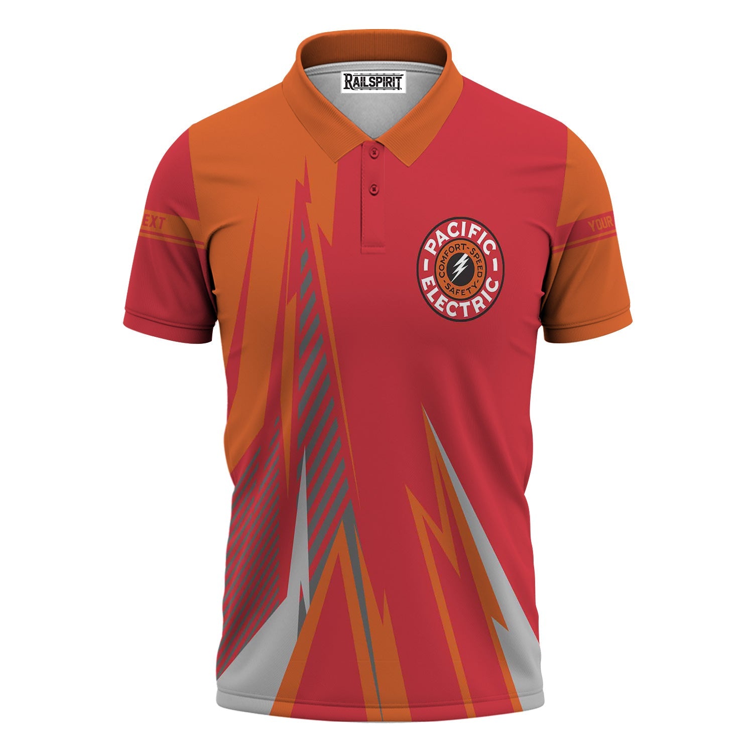 Railspirit Personalized Pacific Electric Railroad Polo Shirt Lightning-Inspired Railway Style Shirt For Train Lovers